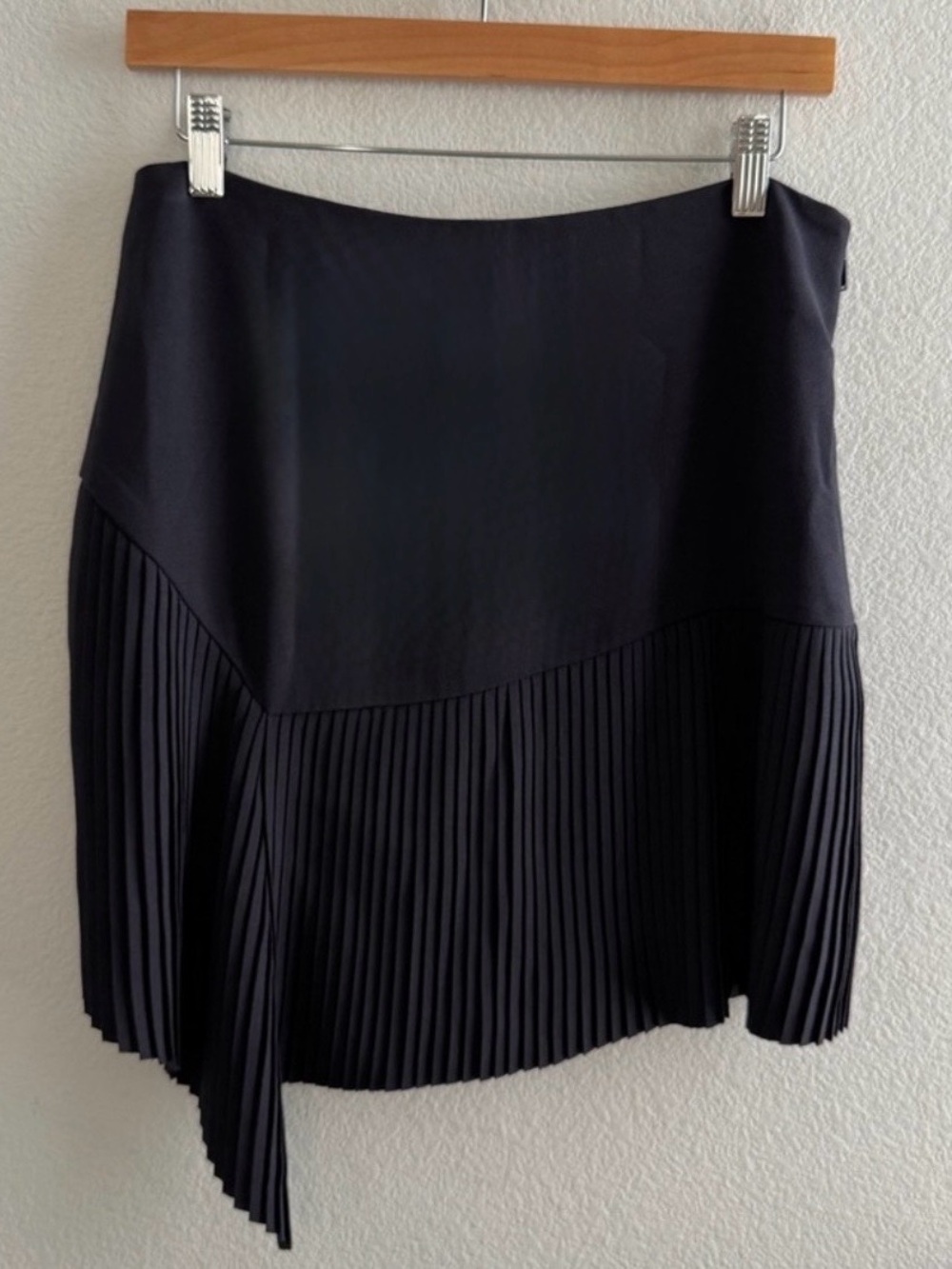 Jason Wu Navy Pleated Asymmetrical Skirt, Size 10
